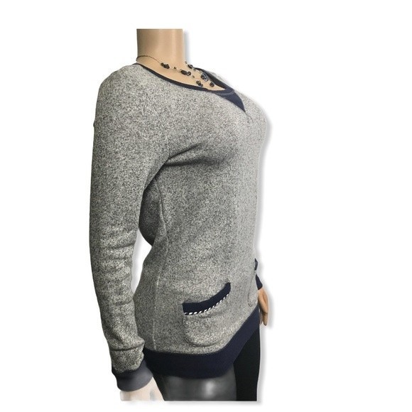 Quicksilver Sweater Top Pullover Heather Gray Navy Pocket Details size XS - Picture 9 of 16